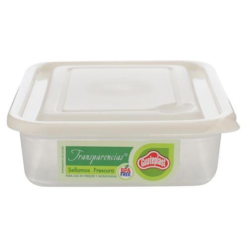 Tazon  Guateplast Rectangular Pequeño TransparenteMarfil- (14 oz/450ml)