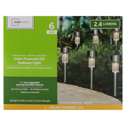 Set de lámparas solares Mainstays para jardín acero inoxidable color gris  - 6 uds