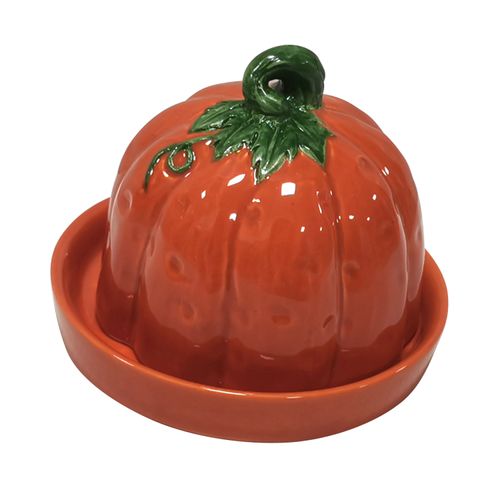 Plato calabaza con tapa marca Way to Celebrate, cerámico