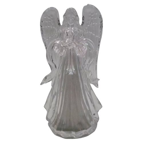 Adorno acrílico marca Holiday Time, con forma de ágel, iluminado -30cm