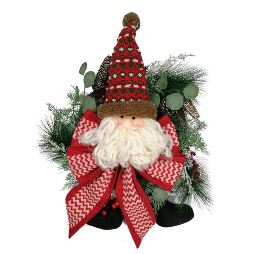 Corona navideña marca Holiday Time, decorativa con muñeco de Santa Claus