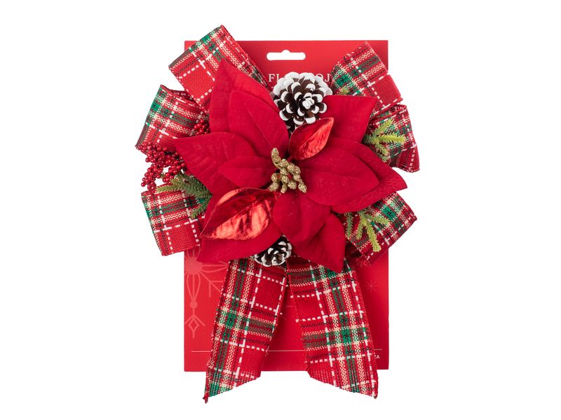 Lazo-navide-o-marca-Holiday-Time-con-flor-Roja-1-28828