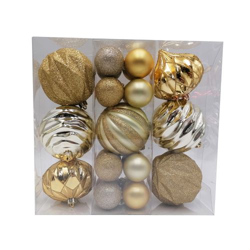 Esferas decorativas marca Holiday Time, color dorado y plateado -23 uds