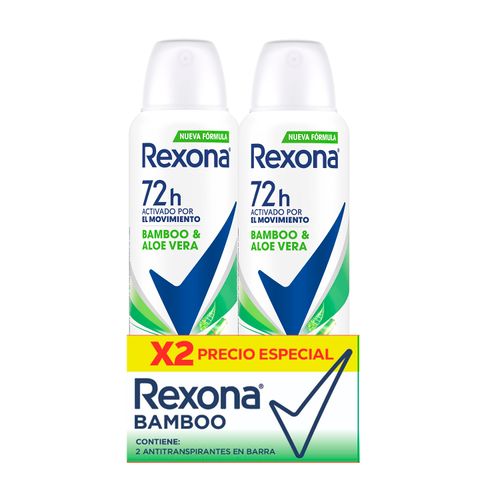 Desodorante Rexona Dama Bamboo Y Aloe Vera Aerosol 2 Pack - 150ml