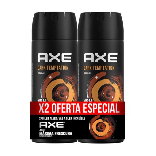 Body Spray Axe Dark Temptation Aerosol, Chocolate 2 Pack - 150ml