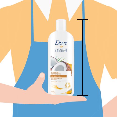Shampoo Dove Ritual De Reparación, Con Aceites De Coco Y Cúrcuma - 1150ml