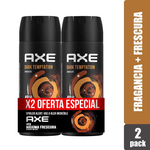 Body Spray Axe Dark Temptation Aerosol, Chocolate 2 Pack - 150ml