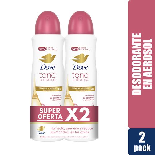 Desodorante Dove Tono Uniforme Cálendula Y Vitamina E Aerosol 2 Pack - 150ml