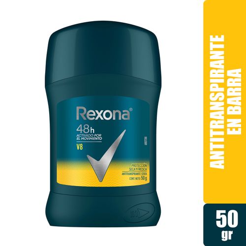 Desodorante Rexona Caballero V8 Protección Seca Y Fresca Barra - 50g