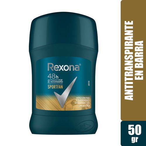 Desodorante Rexona Caballero SportFan, Protección Para Alto Rendimiento Barra - 50g