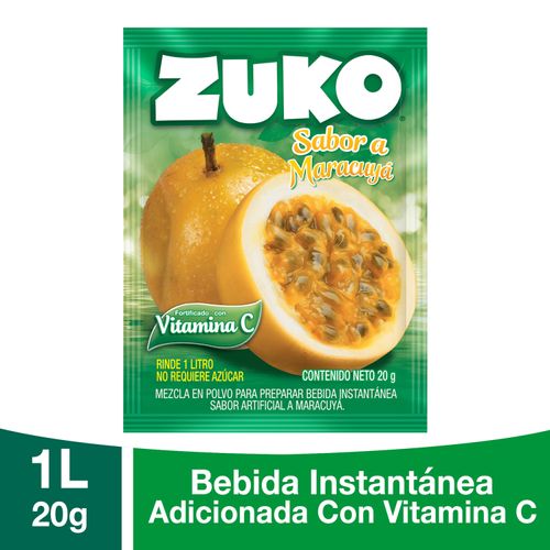 Bebida En Polvo Instantánea Marca Zuko Sabor  Maracuyá, Con Vitamina C - 20g