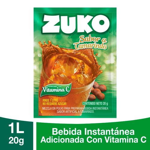Bebida En Polvo Instantánea Marca Zuko Sabor Tamarindo, Con Vitamina C  - 20g