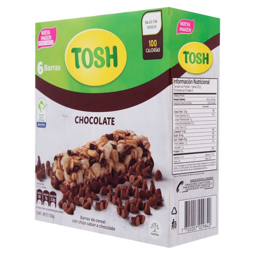 Barra Tosh De Cereal Con Chispas Sabor a Chocolate - 138gr