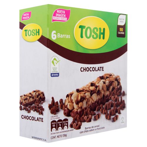 Barra Tosh de cereal con chispas sabor a chocolate - 138 g