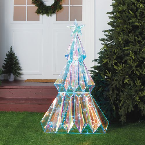 Escultura Iluminada marca Holiday Time, forma de árbol Prismatico -48 pulgadas