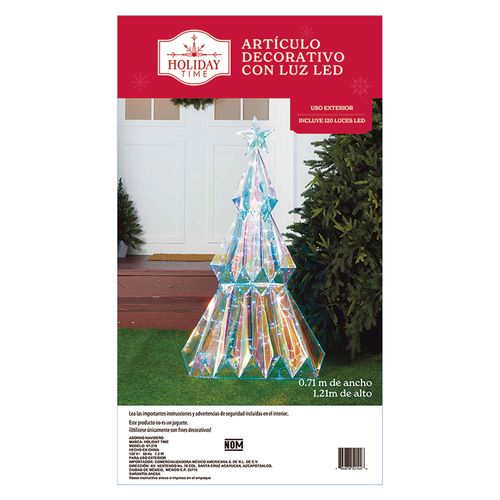 Escultura Iluminada marca Holiday Time, forma de árbol Prismatico -48 pulgadas