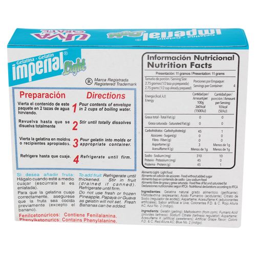 Gelatina Imperial Sabor Light Uva - 11 g
