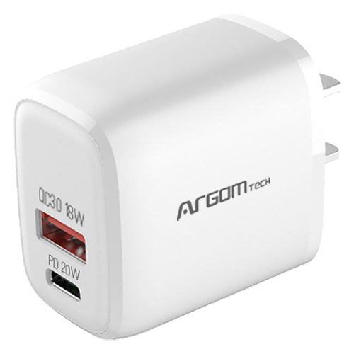 Cargador Cuo Dual Rápido Argom Type-C & USB Para Pared 20W