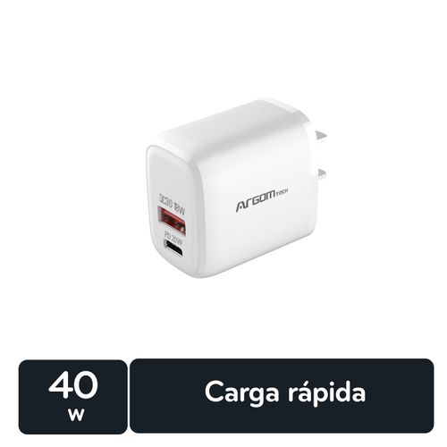 Cargador Cuo Dual Rápido Argom Type-C & USB Para Pared 20W