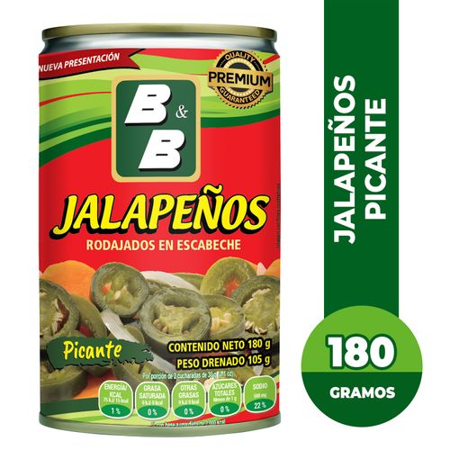 Chile Jalapeño B&B Rodajado Picante En Escabeche -  180g