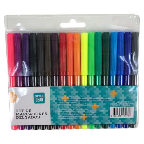 Marcadores Pen Gear de colores delgados - 18 pzas