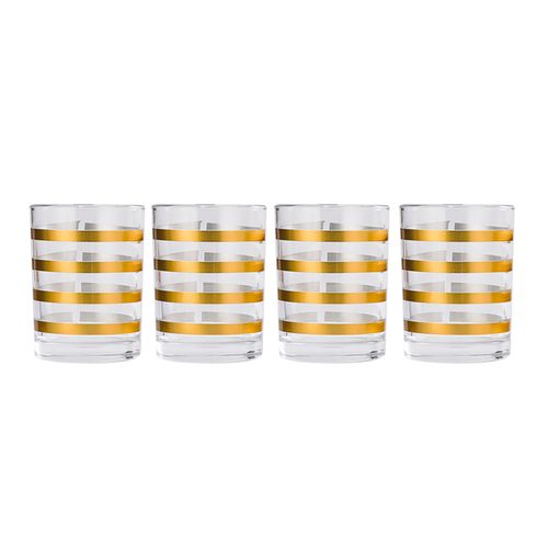 Set De 4 Vasos Hometrends Con Acabado Dorado - 330ml