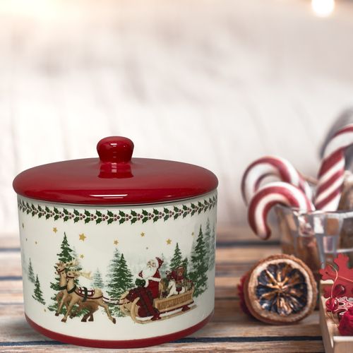 Frasco Navideño Holiday Time, con tapa