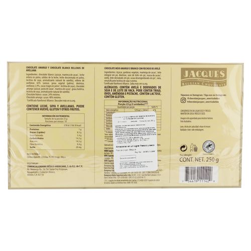 Bombones de chocolates Jacques amargo y blanco relleno de avellana 32 uds  -250 g