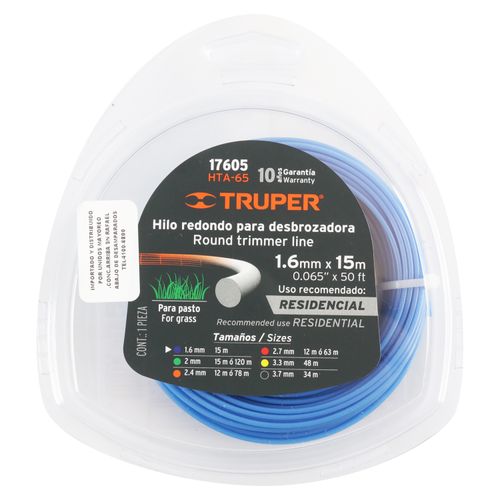 Hilo Truper Para Desbrozadora 1.6mmx15m