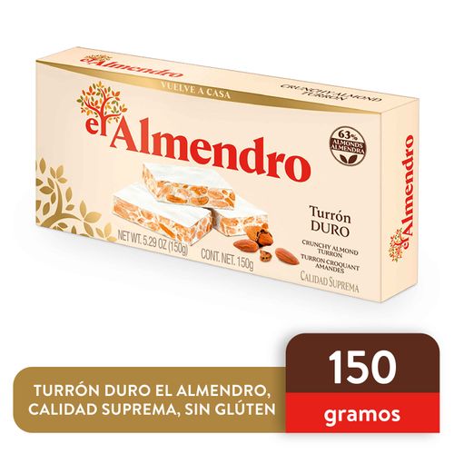 Turrón Duro El Almendro, Calidad Suprema, Sin Glúten-150g