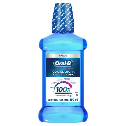 Enjuague bucal Oral-B sabor a menta refrescante 100% cuida tu boca - 500 ml
