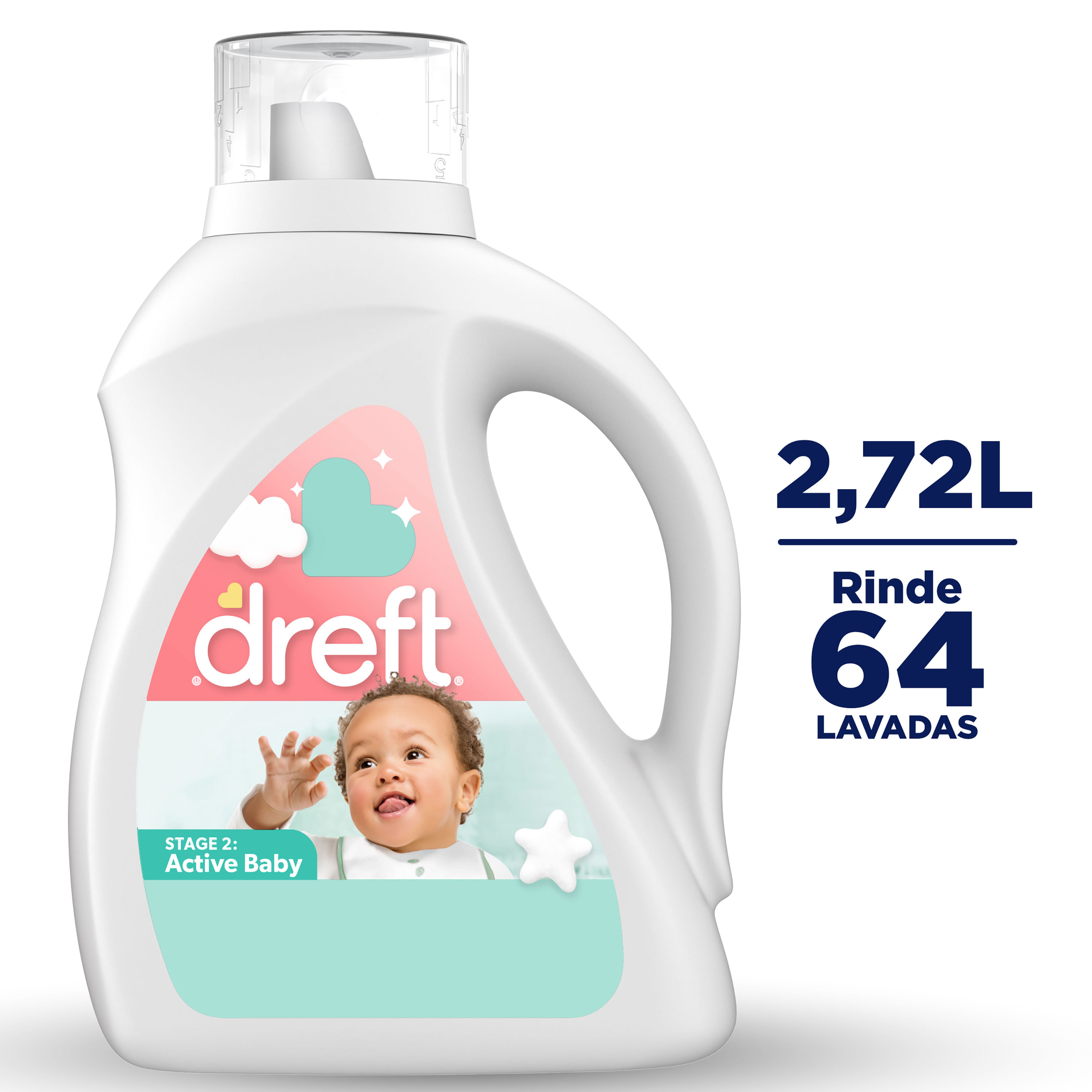 Dreft Etapa 2: Jabón líquido detergente para ropa de bebé, natural para  recién nacido o bebé, él, 64 cargas totales (paquete de 2) - hipoalergénico