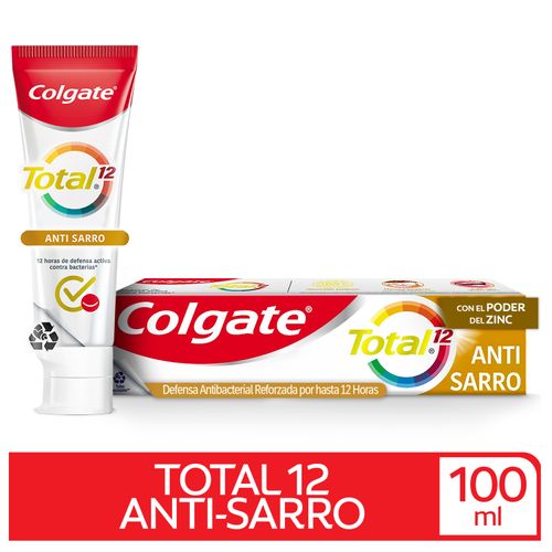 Pasta Dental Marca Colgate Total 12 AntiSarro, 12 Horas De Defensa Activa Contra Bacterias - 100ml