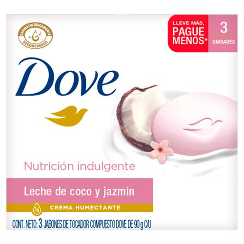 Jabón de baño Dove leche de coco y jazmín 3 pack - 270 g