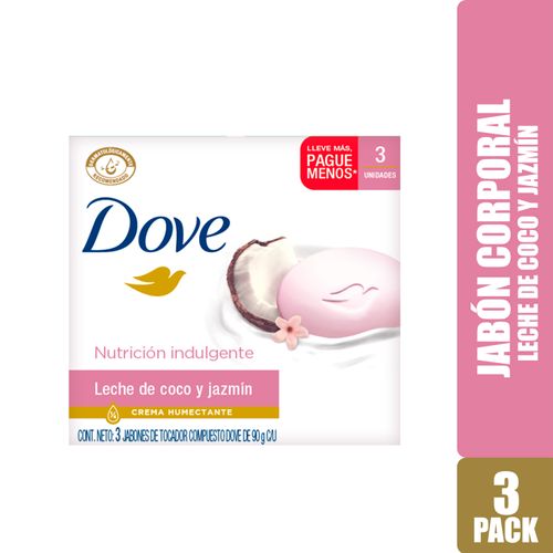 Jabón de baño Dove leche de coco y jazmín 3 pack - 270 g