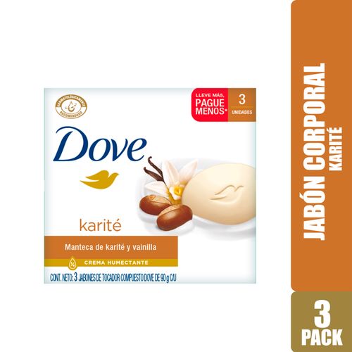 Jabón Dove Con Aceite De Karité Y Vainilla 3 Pack - 270g