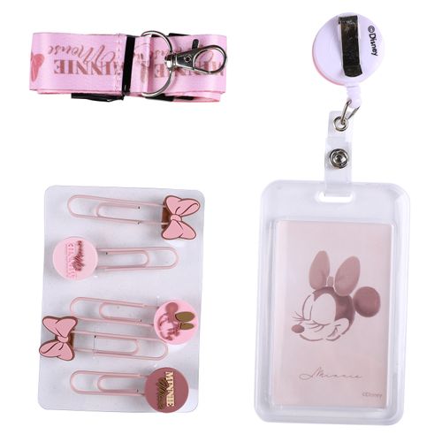 Set Pen + Gear portacredencial minnie mouse - 6 Pzas