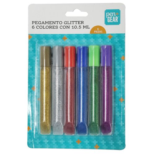 Pegamento Pen Gear, con brillantina -6 uds