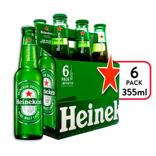 Cerveza Heineken Botella 6 Pack 355Ml