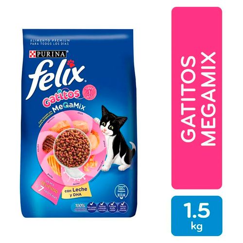 Alimento Gato Gatito marca Purina Felix Megamix -1.5kg