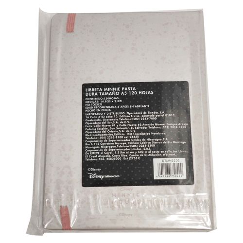 Libreta Disney minnie mouse pasta dura - 120 hojas