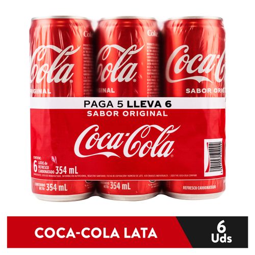 Gaseosa Coca Cola regular lata 6pack - 2.124 L