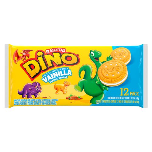 Galleta Rellena Dino Vainilla 12U - 576gr