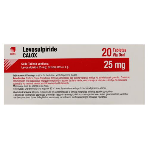 Levosulpiride Calox 25mg x 20 Tabletas
