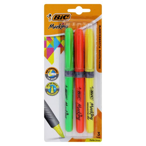 Resaltadores Bic flourecentes colores surtidos - 3 Pzas