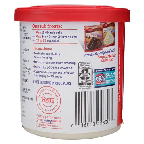 Frosting Betty Crocker vainilla - 453 g