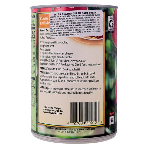 Salsa Hunts Spaguetti 4 Quesos - 680 g
