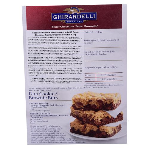 Harina Ghirardelli doble chocolate brownie - 510 g