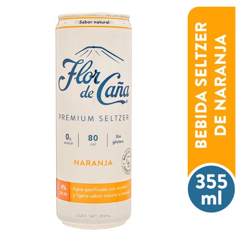 Flor de Caña premium seltzer naranja - 355 ml