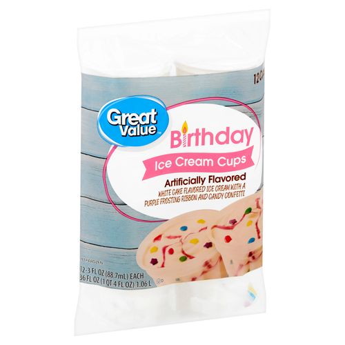 12 Pack Helado Great Value En Copa  Con Chispas Para Cumpleaños - 88gr